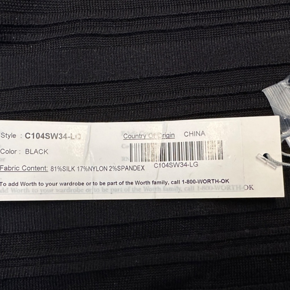 Worth NY Black Silk blend turtleneck. Horizontal stripes. Size L. NEW! - Picture 5 of 8